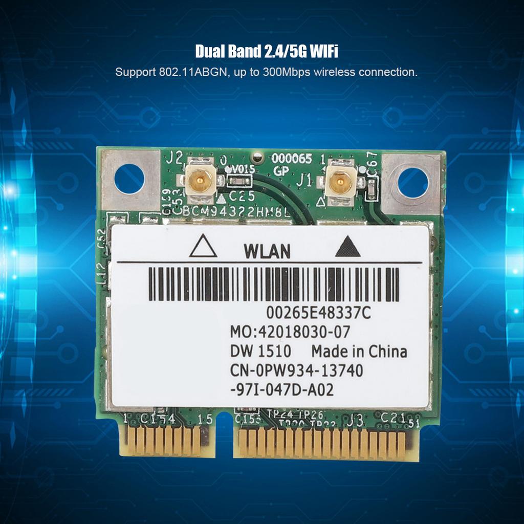 BCM94322HM8L DW1510 Dual Band 300Mbps Mini PCI E Wireless Network Card For DELL E4200 E5500