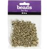 Round Beads with Letters of the Alphabet and Numbers Made of Golden Plastic with Black Printing On the Front and