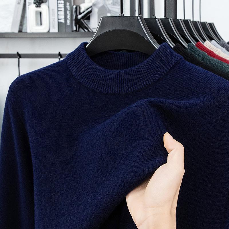 Men's 100% Pure Wool Round Neck Anti-Pilling Warm Pullover Sweater