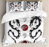 Japanese Dragon Bedding Set For Bedroom Bed Home Tribal Tattoo Style Asian Indigenous Cre Duvet Cover Quilt Cover And Pillowcase