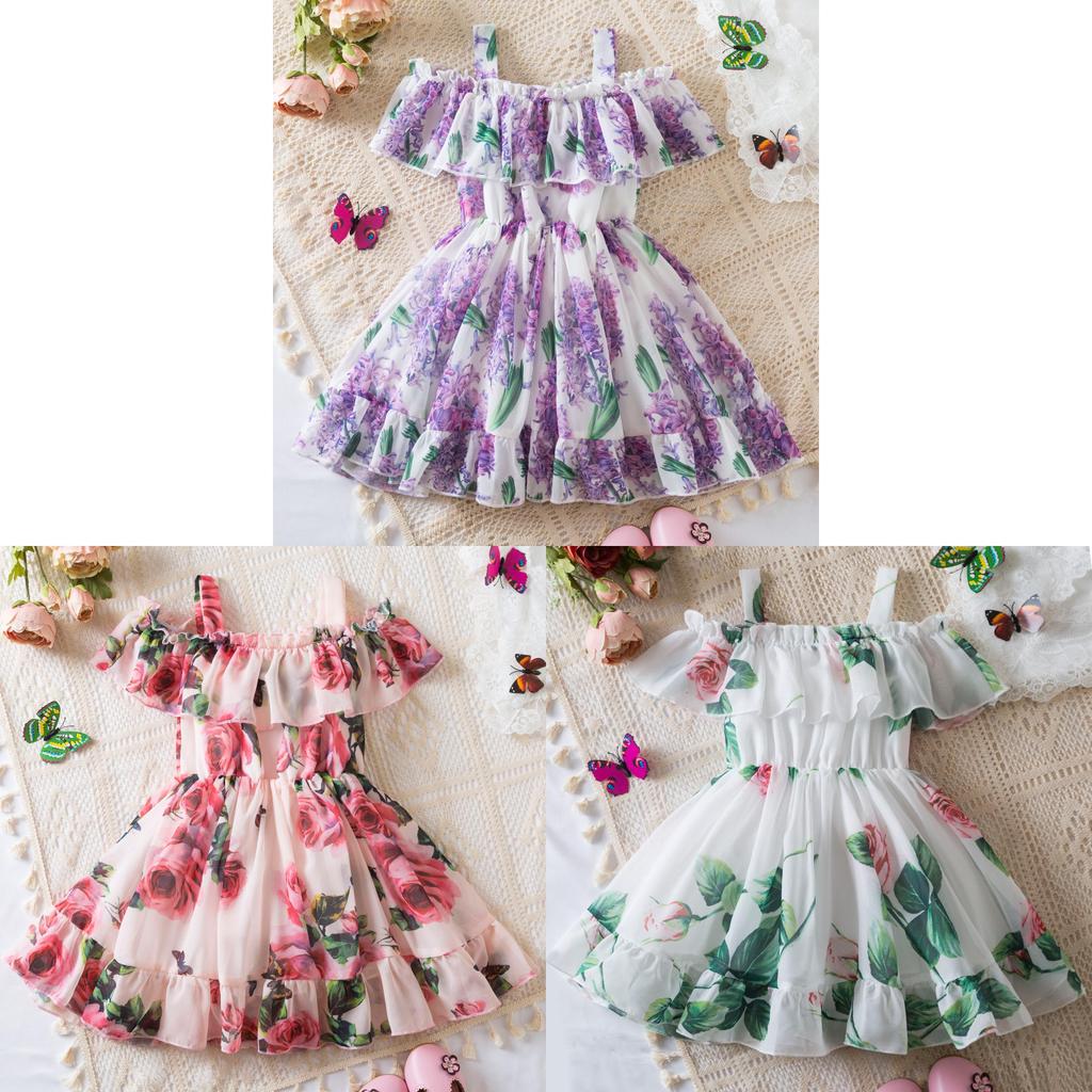 Vestito da Principessa Estivo per Bambine con Tessuto in Chiffon per Bambine Piccole