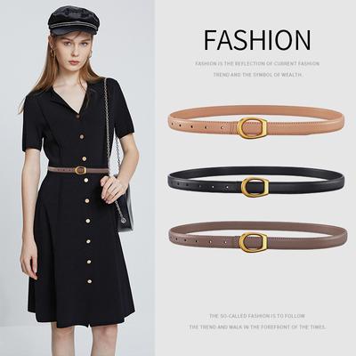 Belt Women'S Leather Fine Retro Pure Cowhide Belt Women'S Casual Suit Dress Belt