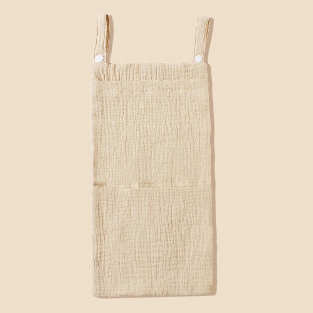 Cotton Baby Bedside Hanging Bag Dual-pocket Toys Diaper Storage Bag Portable Newborn Bedside Multi-functional Nappy Bag