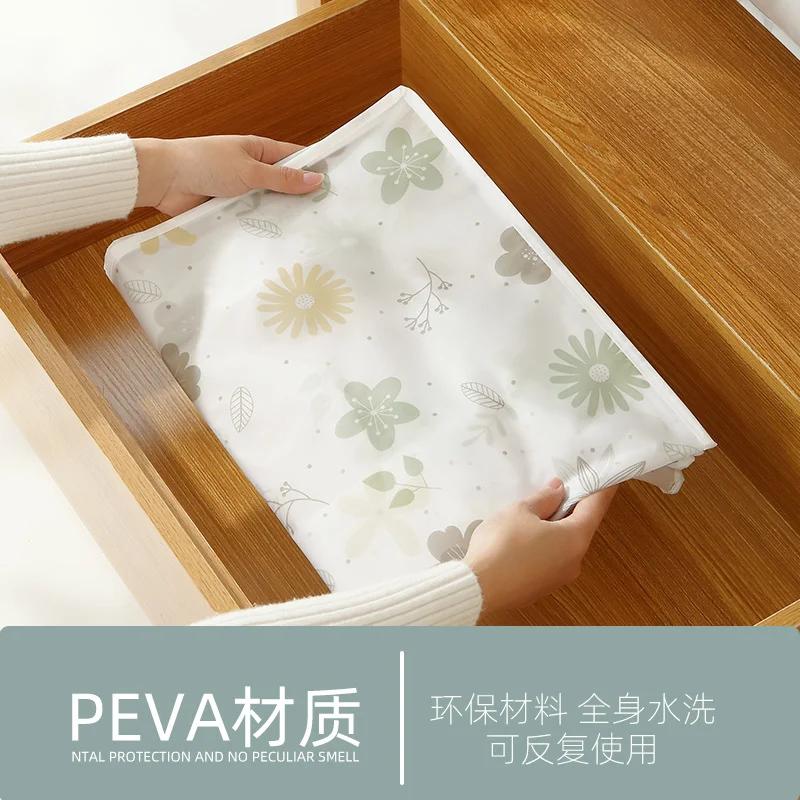 Household Three-dimensional Quilt Storage Bag PEVA Clothes Quilt Storage Box Household Transparent Printed Large Capacity