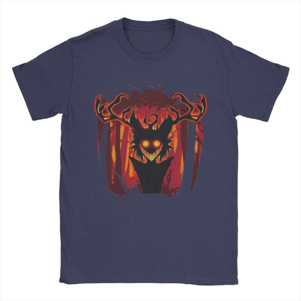 Alastor Hjortdemon Hazbins Hotels T-shirt för Män Galen 100% Bomulls T-shirt Rund Hals Kortärmad T-shirt Födelsedagspresent Toppar