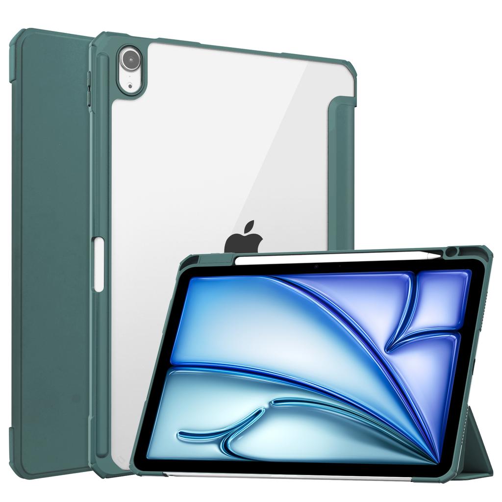 For iPad Air 11 (2025)/(2024) Case Clear Acrylic Leather Tablet Cover Support Auto Sleep/Wake
