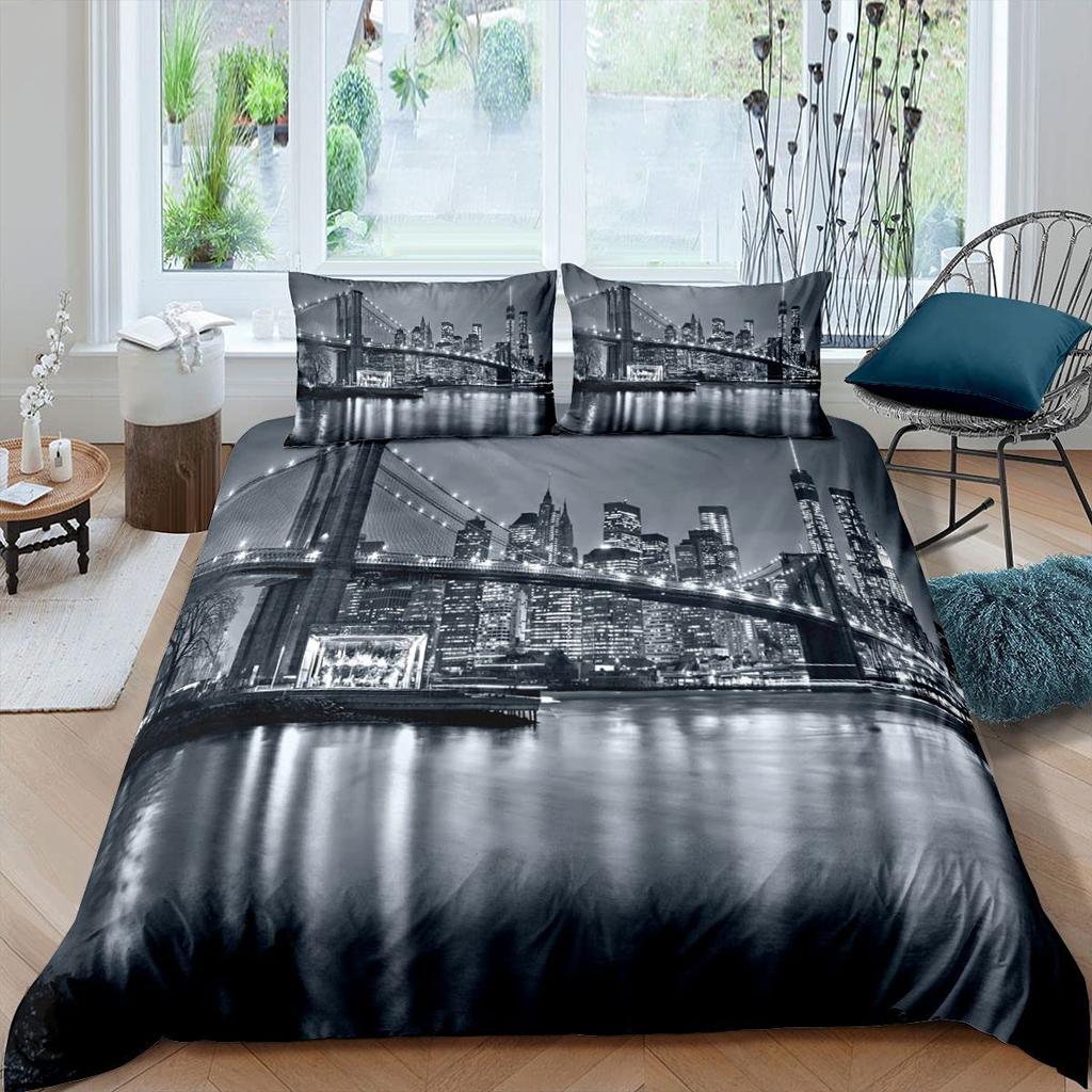 New York City Golden Arches Bridge 3D Print Bedding Set Cozy Duvet Cover King Queen Twin Single Size Birthday Gift Bedroom Decor