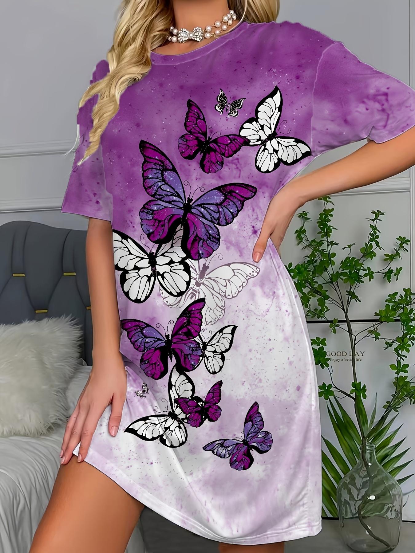 

Ladies Gradient Butterfly Pattern Casual Dress L дубильная кора