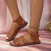 Sommerliche Damen Retro flache Freizeitsandalen mit Gürtelschnalle