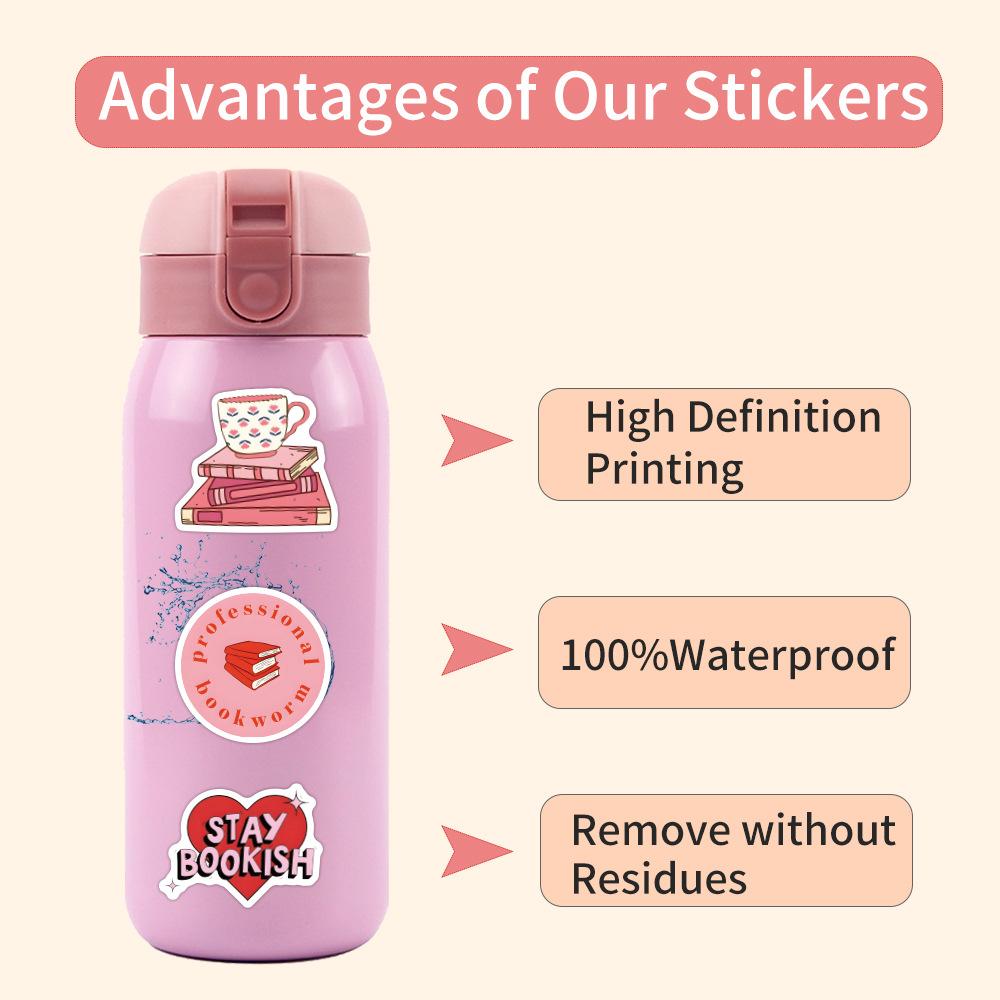 60 New Pink Bookish Graffiti Stickers Decorate Notebook Suitcase Stickers