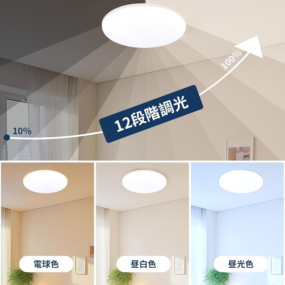 [6 Tatami Mat Room, 2 Units] LED Ceiling Lights, 6 Tatami Mat Size, 30W, 4000lm, Dimmable, Color