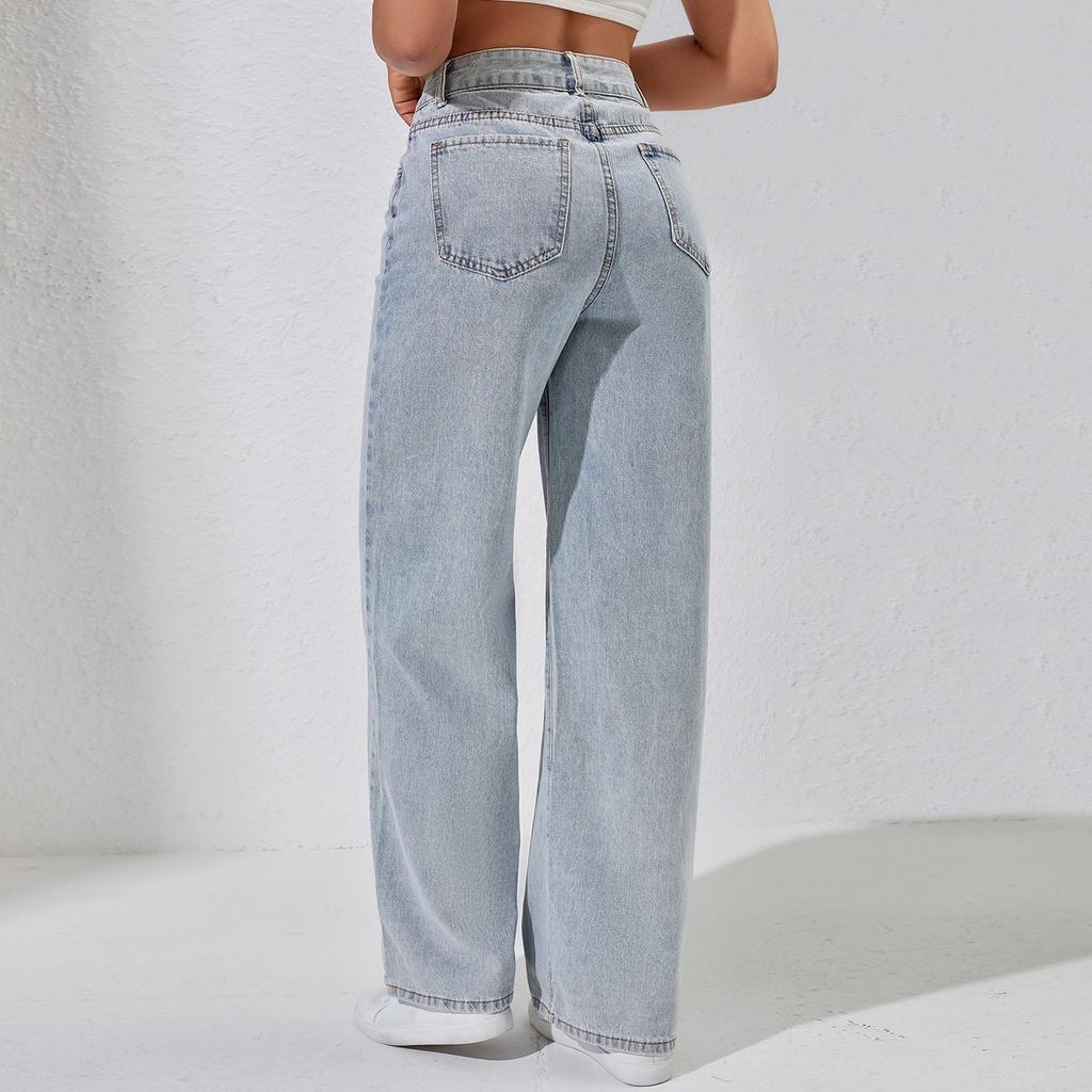 Women's Wide Leg Jeans - Casual Straight Denim Pants For Summer