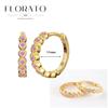 Luxurious Geometry 925 Silver Ear Needle Pink Series Zircon Pendant Hoop Earrings Sweet Fashion Wedding Jewelry Gifts