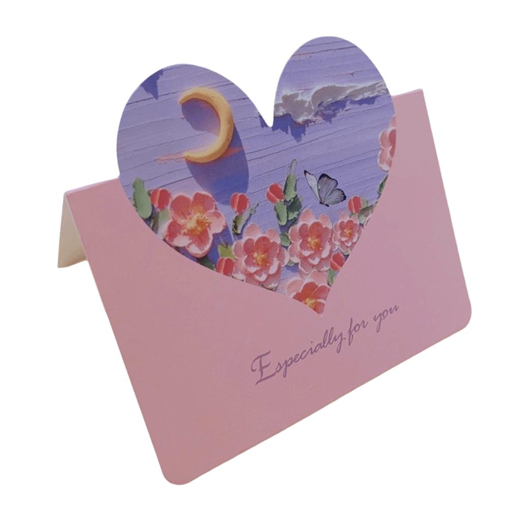 10Pcs New Heart-shaped Greeting Cards Handwritten Blank Gift Card Foldable Message Cards Various Festivals Gift Card