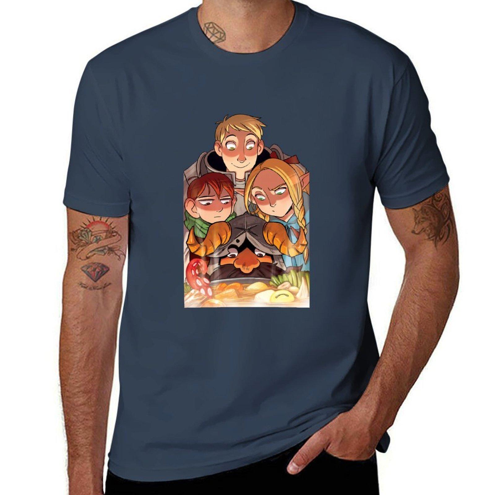 Dungeon Meshi Lets Eat TShirt Work Short Sleeve Cotton Top S