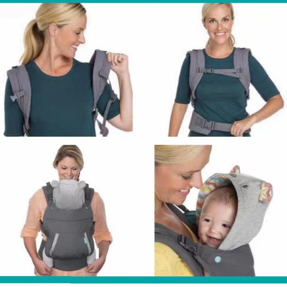 Marsupio Ergonomico 4-in-1 Fascia Avvolgente Anteriore e Posteriore Portainfanti Traspirante per 0-6 Mesi Design Carino con Animali