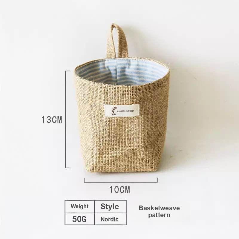 Cotton Linen Storage Hanging Bag - Over-the-Door Wall Desktop Organizer for Bathroom and Home 13*10cm синий