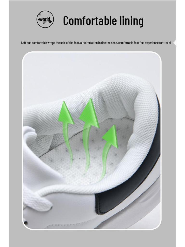 Unisex Plus Size White Leather Waterproof Shoes - Casual Spring/Autumn Sneakers for Teens