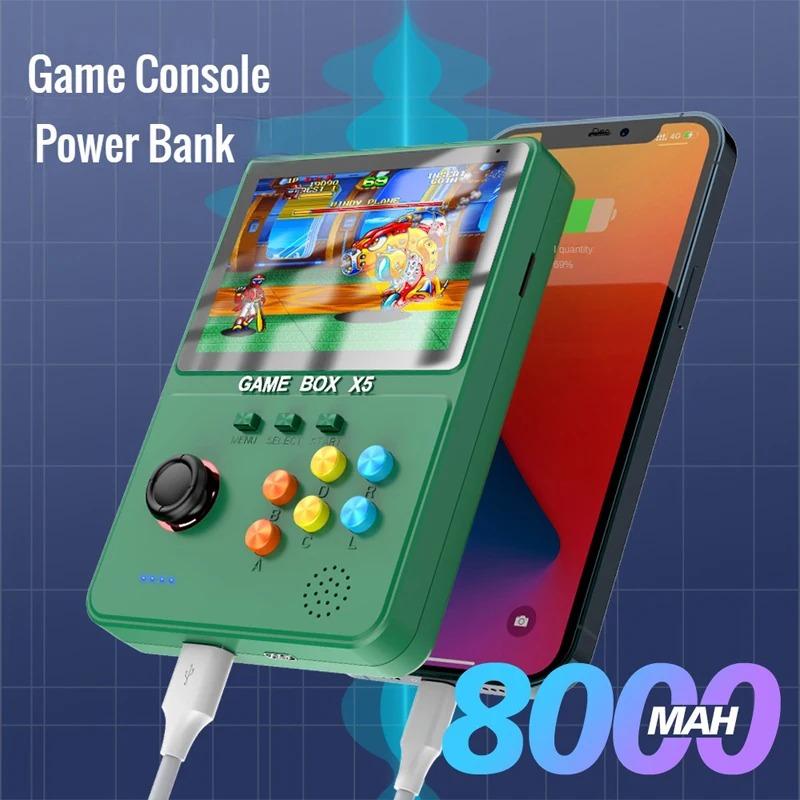 X5 Retro-Handheld-Spielkonsole, X5 Game Power Bank, tragbare Power Bank, 8000 mAh Kapazität, 4 Zoll, Soft Light-Farbbildschirm, über 10000 Spiele