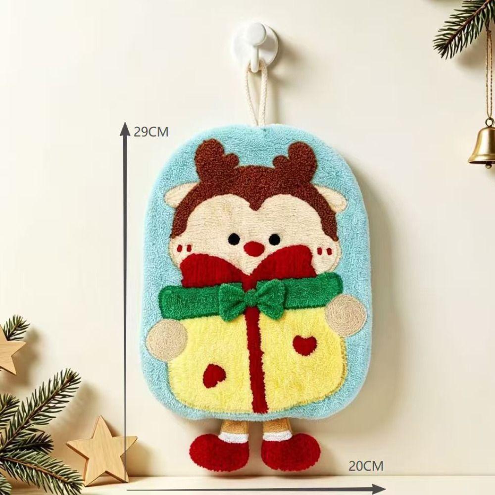 Coral Fleece Santa Claus Hand Towel Quick-drying Christmas Tree Handkerchiefs Xmas Decor