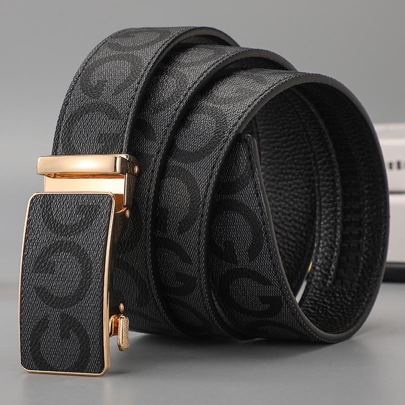 Men's Casual Patchwork Faux Leather Waist Belt with Letter Pattern