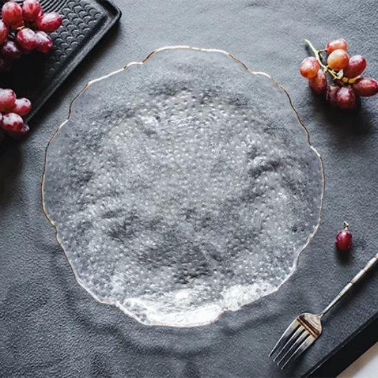 

Стеклянная тарелка Нестандартные обеденные тарелки Золотые стеклянные блюда Креативная салатница Прозрачная тарелка Стеклянная миска и набор тарелок Десертная тарелка