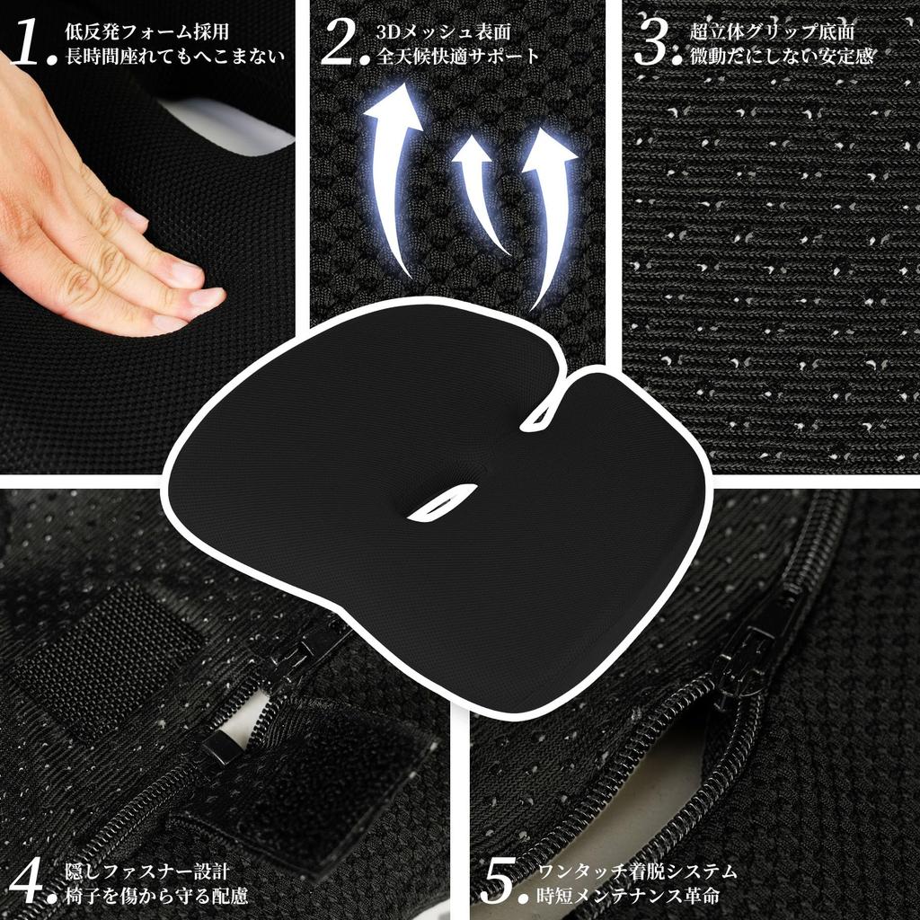 Chair Memory Foam Chair 7cm Hurt Your 40x38x7cm You&ours Pad, Cushion, Thick, Won't Buttocks, Non-Slip Backing, Breathable, (Navy)