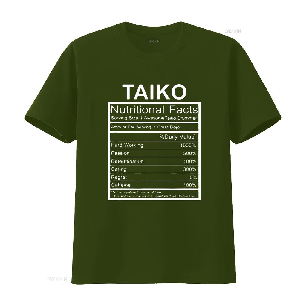 Mens Funny Taiko Nutritional Facts Practice Drummers T Shirt Black Small vintage Washed homme streetwear designer clothes