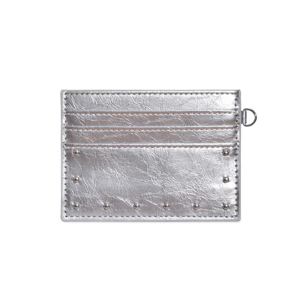 

Mini Size Rivet Card Holder Ultra Thin Coin Purse Elegant Cracked Leather Card Wallet Travel серебряный