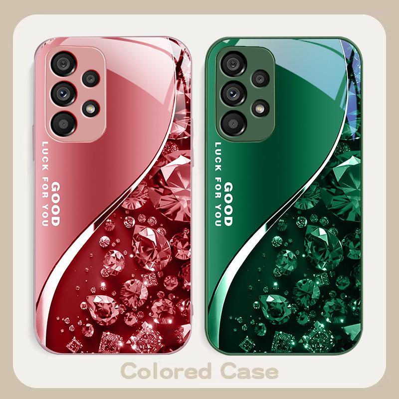 Barevný diamantový gradient pro Samsung Galaxy S23 U Ltra 24 Plus S20 21 FE S25 Ultra A70 A72 73 51 52 53 Tvrzené sklo Obal na telefon