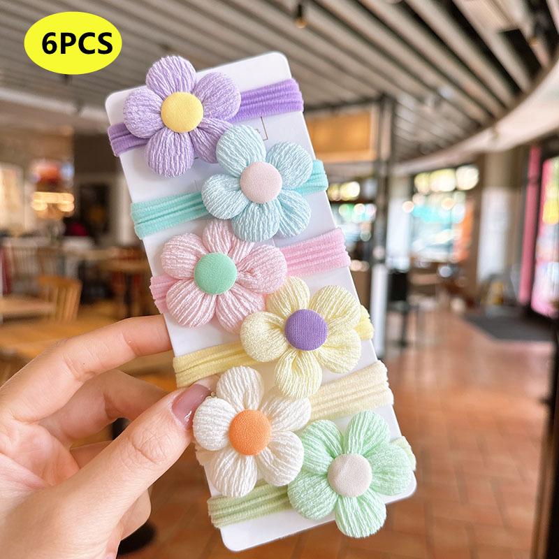 

6/12PCS Hair Accessories for Girl Elastic Hair Bands Flowers Style Hair Ring Children Birthday Party Headdress Headwear
