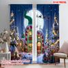 2pcs,2D Plane Printing Creative Curtains Christmas Elf House Durable Polyester (without Rod) Holiday Perfect for Bedroom &