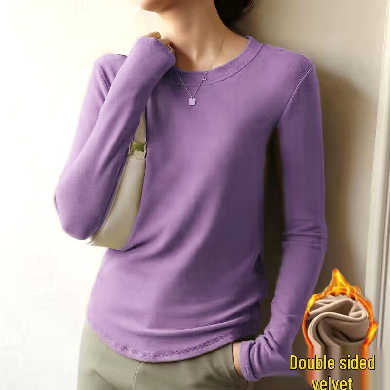 

Women s Double-Sided Velvet Long-Sleeve Shirt: Warm, Slim-Fit, Autumn/Winter Fashion. S (60-85 jin)