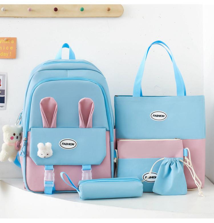

Trendy Lightweight Nylon Backpack For Middle School High School And College Students In Stylish Yellow White Green Black And Pink Color Combinations Blue Pink