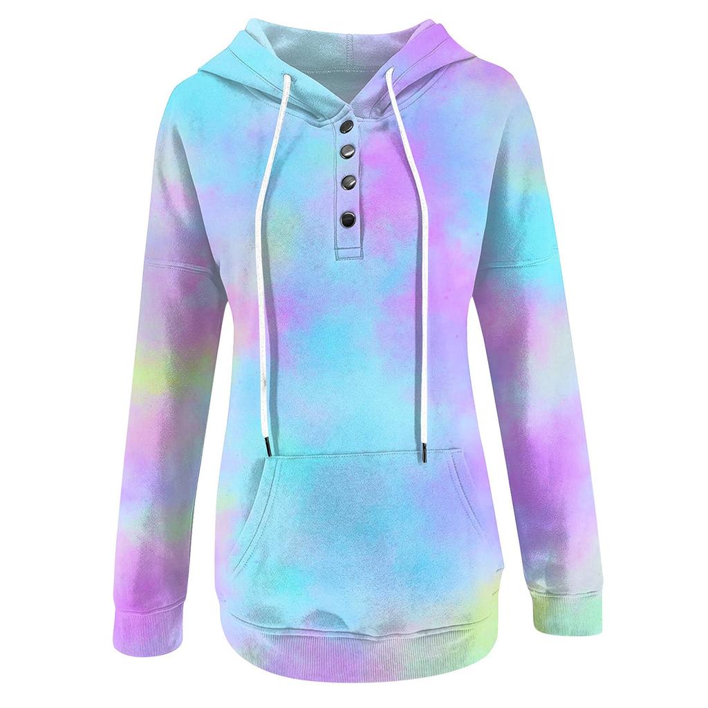 Kvinner med hetteknappkrage og snøring Hettegensere Gensere Gensere Uformelle skjorter med lange armer