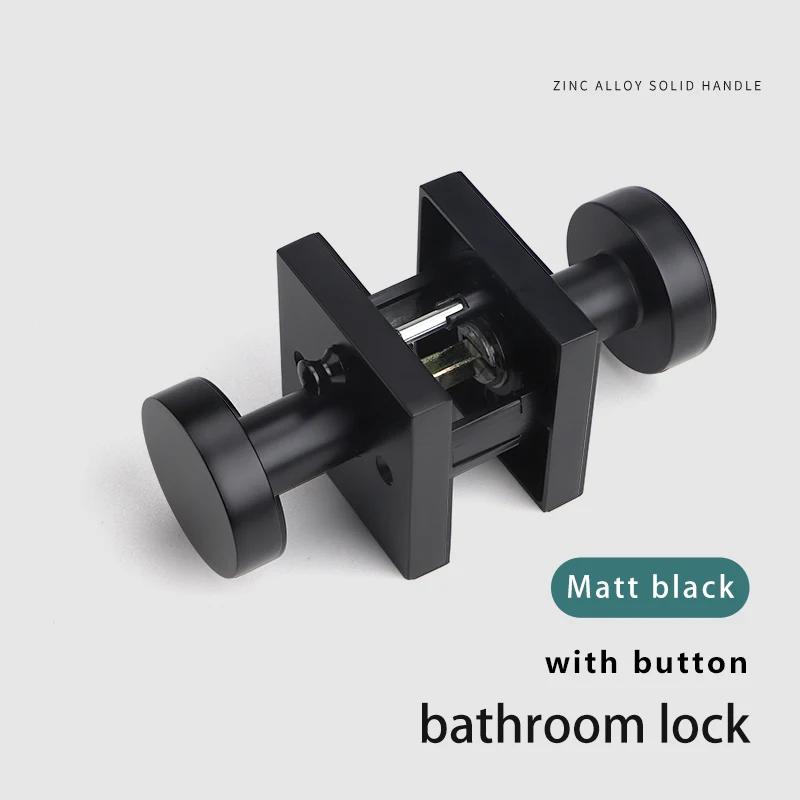 Fechadura de Banheiro Doméstica Interna Botão Oculto Trinco Dupla Face Fechadura de Porta Quarto Liga de Zinco Sólido Dourado Maçaneta Dupla Face