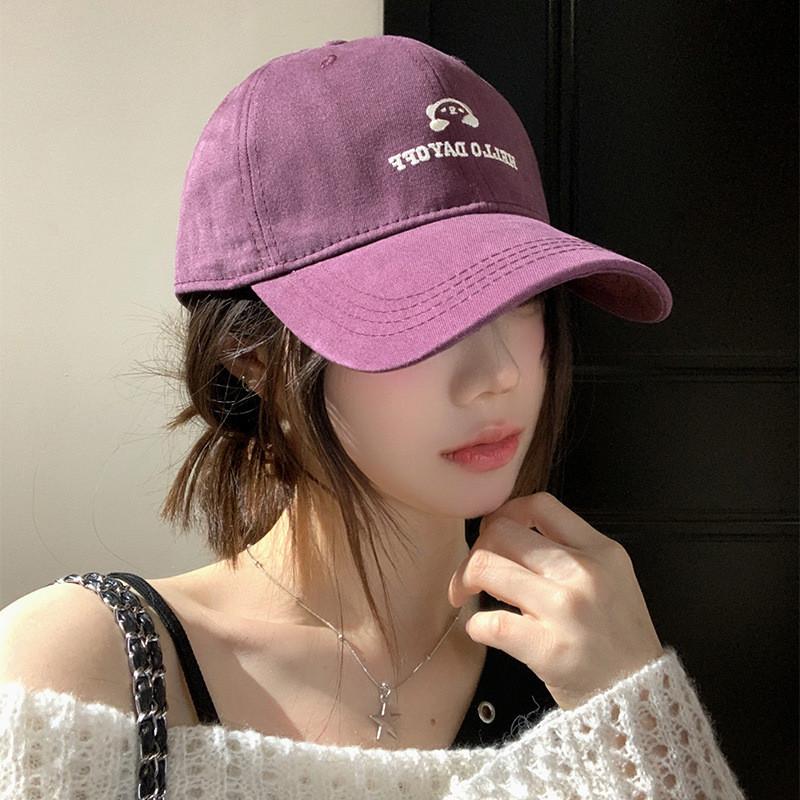 Trendy Purple Wide Brim Baseball Hat Women Soft Top Duckbill Cap Wear Leisure