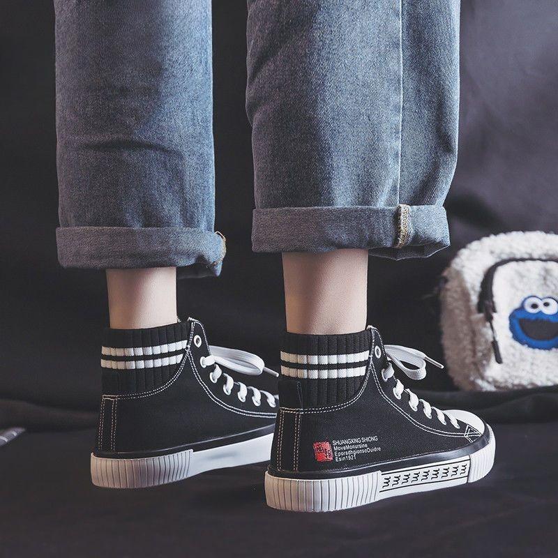 High-top Canvas Shoes for Women Korean Version Platform Shoes Spring Versatile Casual Shoes