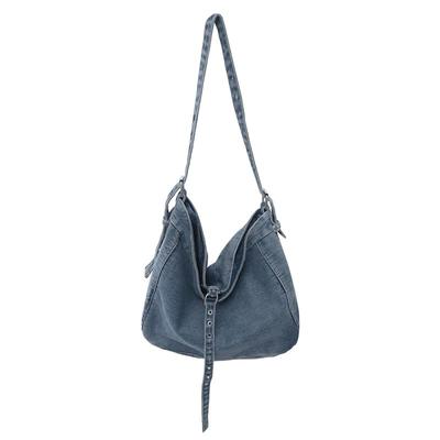 DIVA Rose Damen Jeans Schultertasche, Großes Fassungsvermögen, Leicht, Schlichtes Design, Stilvoll für den Weg zur Arbeit oder zur Schule (Hellblau)