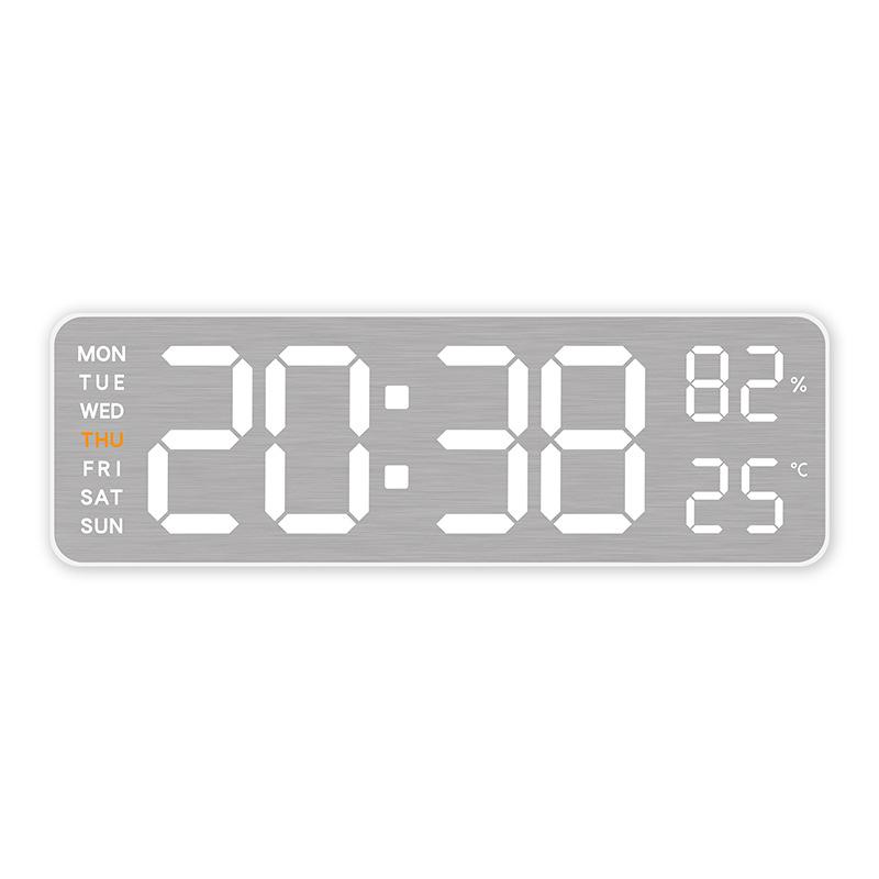 USB Powered Large Digital Wall Clock 9 Inch Temperature Humidity Week Auto Dimmer Table Clock Electronic LED Alarm Clock 12/24H