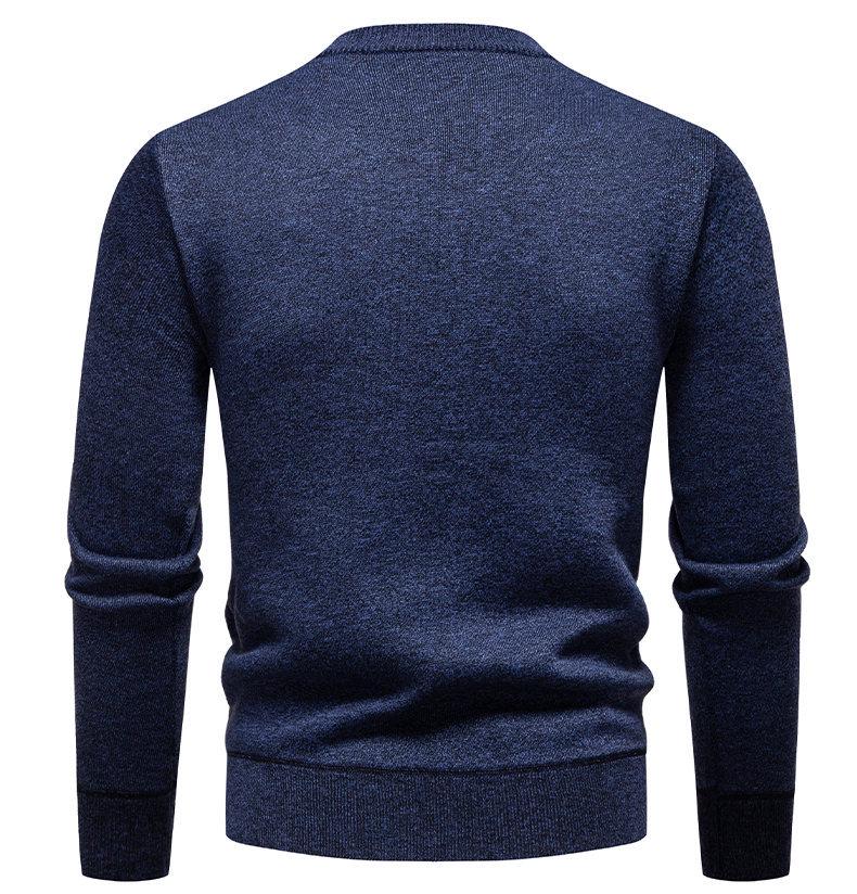 Men's Velvet-Lined Knit Sweater - Warm Autumn/Winter Round Neck for Middle-Aged Dads