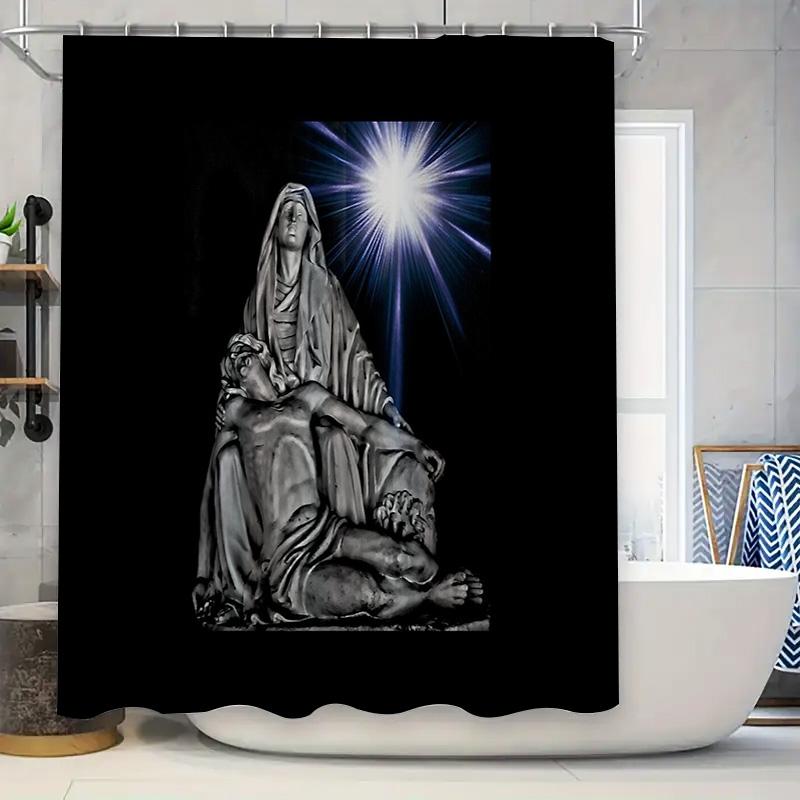 

Gothic Virgin Mary Shower Curtain Dark Renaissance Art Jesus Christ Bathroom Decor Religious Wall Hanging Tapestry Home Decor 90x180cm