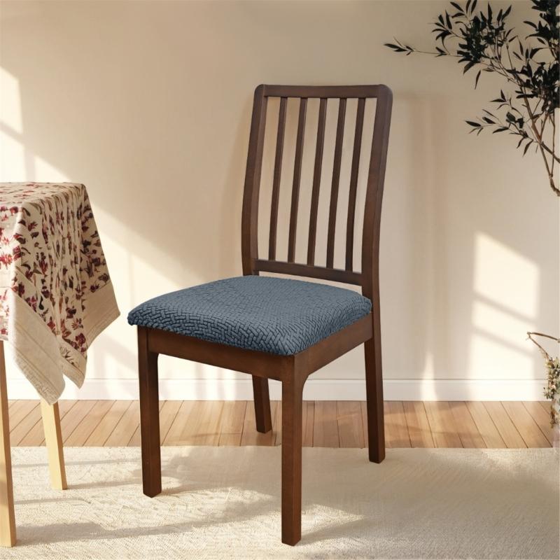 Stretch Dining Chair Seats Cover Striped Grid Elastic Upholstered Chairs Cushions Slipcover AntiDirty Protectors Removable
