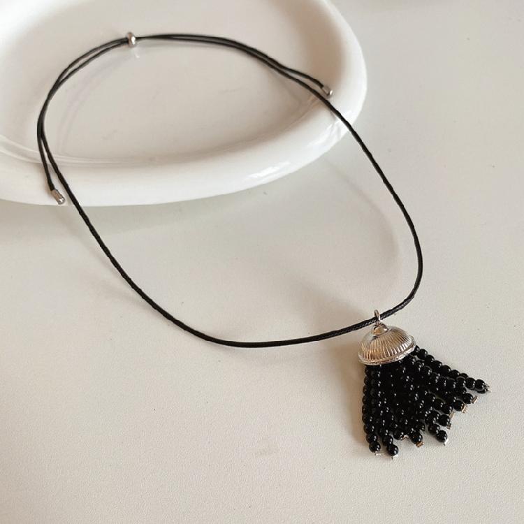 Adjustable Length Beaded Fringe Necklace Collarbone Chain for Daily Accessories Party Gatherings and Gift Ideas