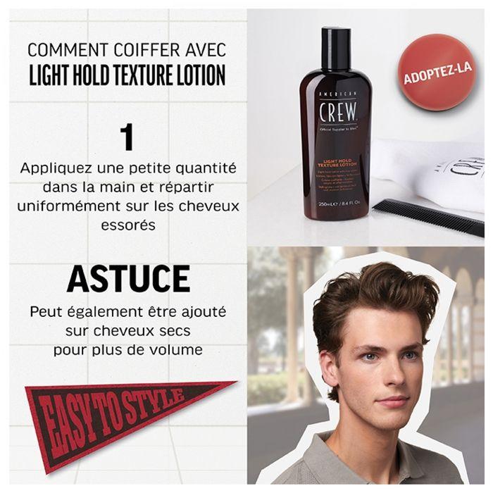 Crème Coiffante - American Crew - Light Hold Texture Lotion - 250ml - Fixation Souple - Effet Mat