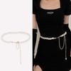 Boho Beaded Waist Chain for Dress Elegant Pearl Thin Waist Chain Floral Belly Chain  Photoshoot