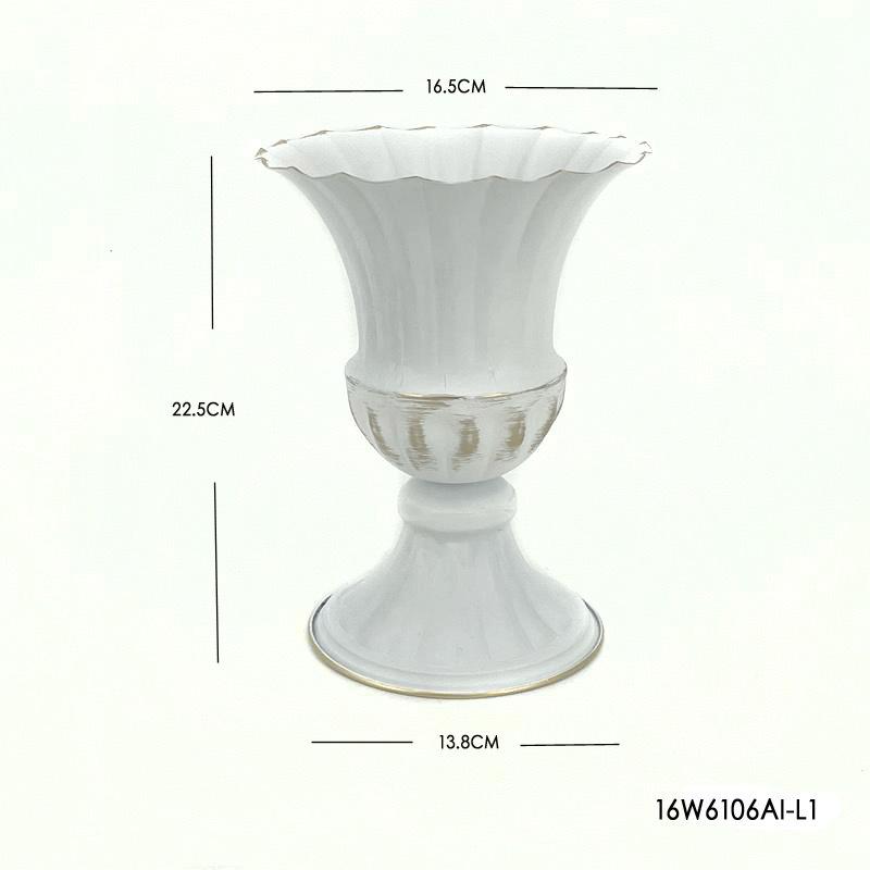 Antique Look Metal Flower Pot - Wedding Table Centerpiece Dried Flower Holder for Home Decor Vintage Style Photo Shoot Accessory