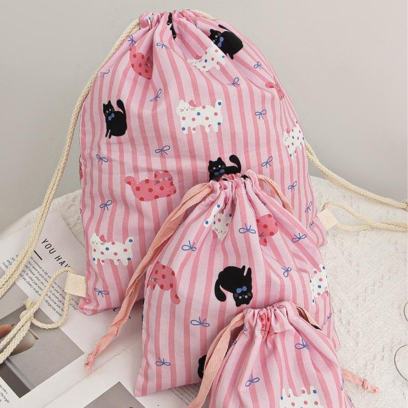 1PCS Drawstring Storage Bags Cute Cartoon Printed Dustproof Pouch for Cosmetic Makeup Organizer Portable Travel Accessories