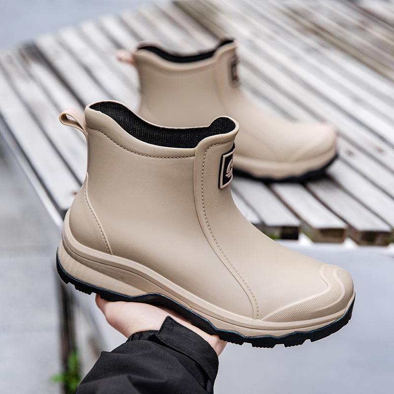 

New spring men s rain shoes waterproof low tube warm fashion short tube rain boots outdoor simple non-slip rubber shoes men 39