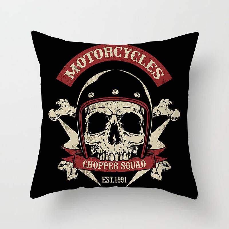 Black Grey Skull Face Living Room Decor Pillowcase Car Halloween Sofa Cushion Cover